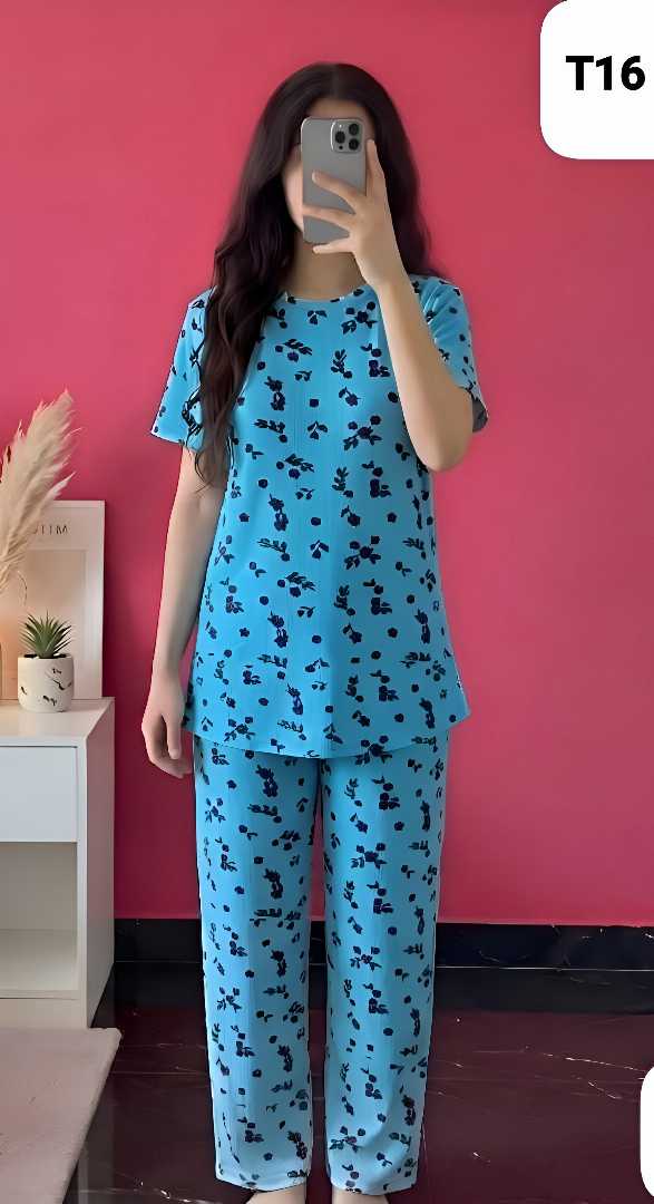 Women's,,Printed,T-Shirt,Set,–,2,Piece,Sleepwear,Set
