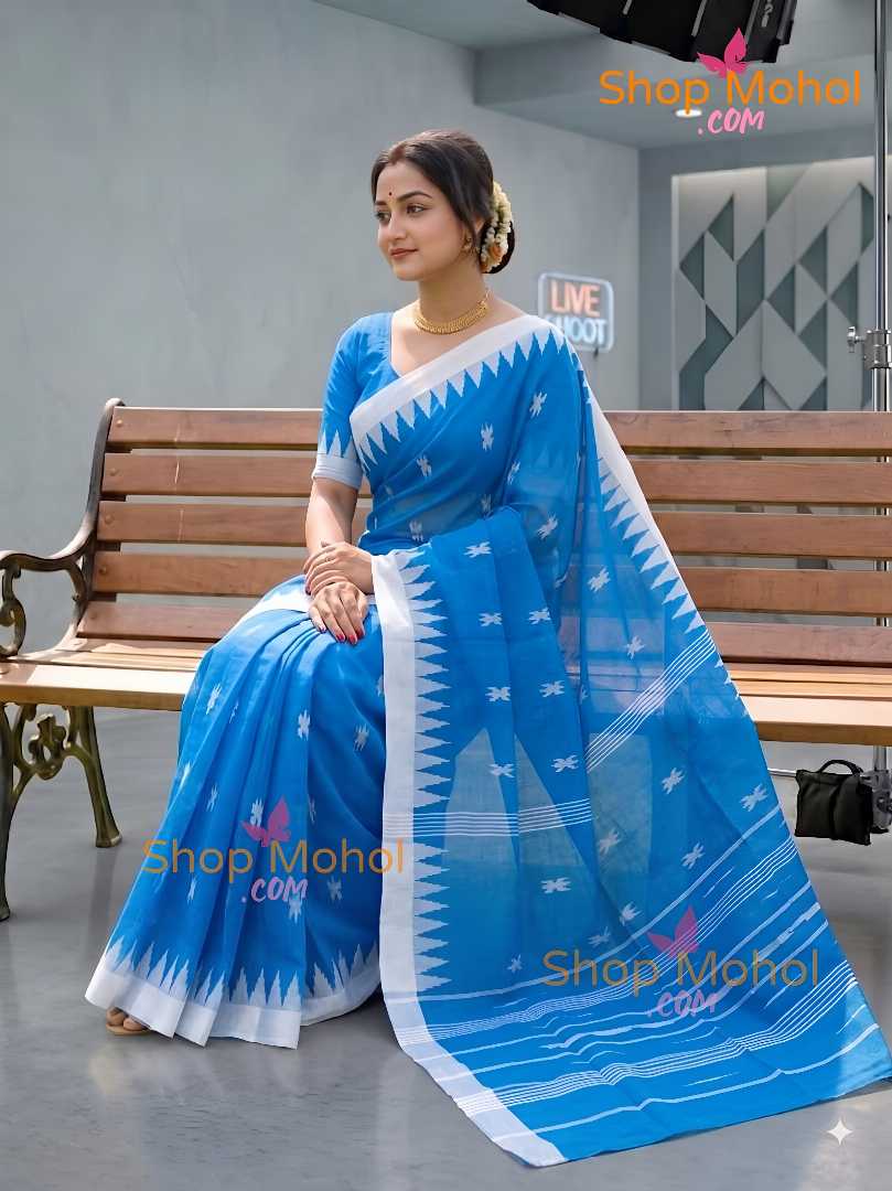 হাতের তৈরি  শিউলি ফুল মনিপুরী শাড়ি