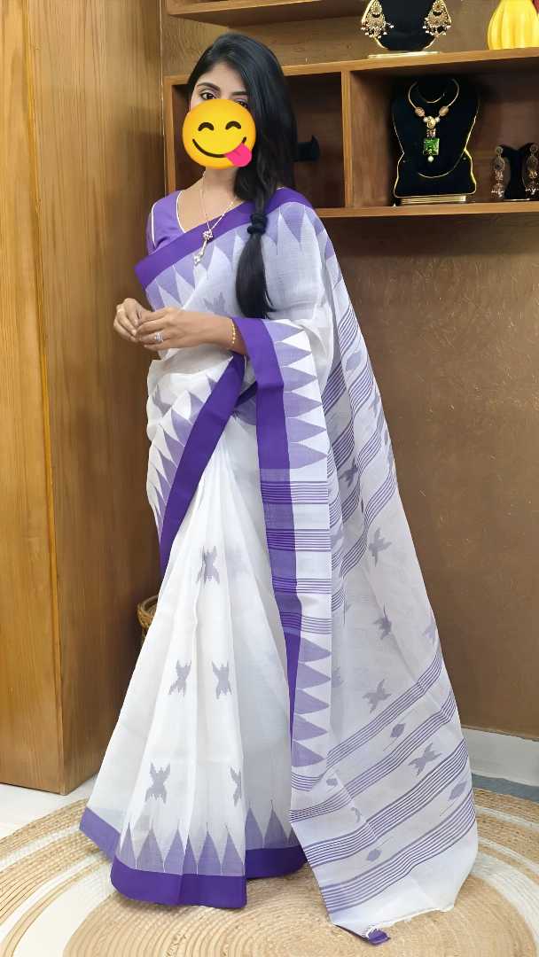 হাতের তৈরি  শিউলি ফুল মনিপুরী শাড়ি