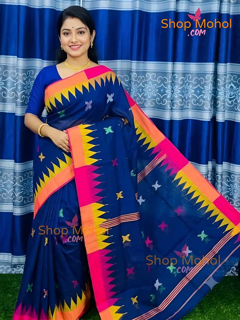 হাতের তৈরি  শিউলি ফুল মনিপুরী শাড়ি