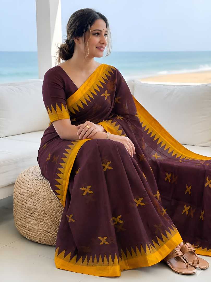 হাতের তৈরি  শিউলি ফুল মনিপুরী শাড়ি