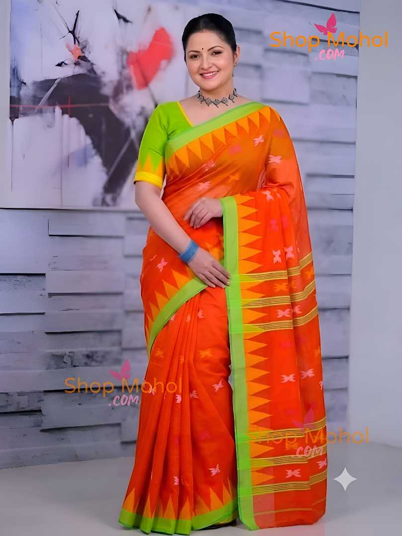 হাতের তৈরি  শিউলি ফুল মনিপুরী শাড়ি