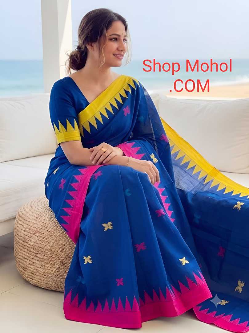 হাতের তৈরি  শিউলি ফুল মনিপুরী শাড়ি